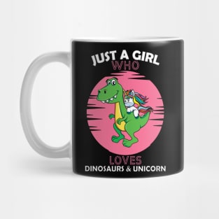 Just a Girl Who Loves dinosaurs and Unicorn Mug